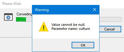 How to fix the “Value cannot be null. Parameter name culture” error in Trados Studio - 2